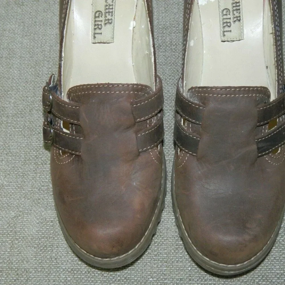 Skechers Loafers Shoes Brown Chunky Heels 90s Y2K‎ Size  9